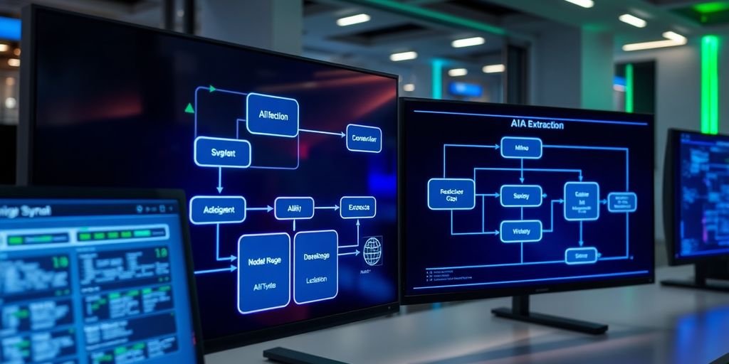 Visualização dinâmica de processos de IA em telas modernas.