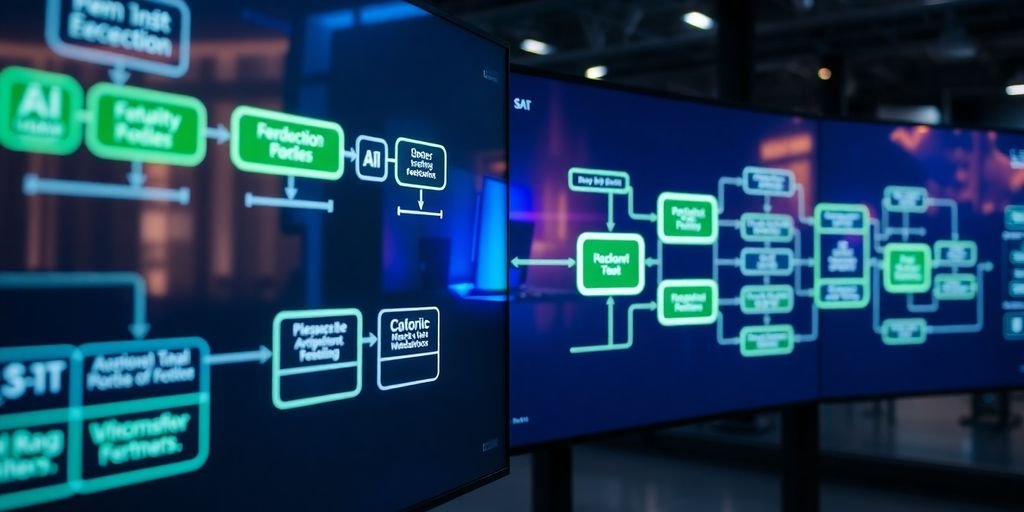 Visualização dinâmica de fluxos de trabalho de IA.