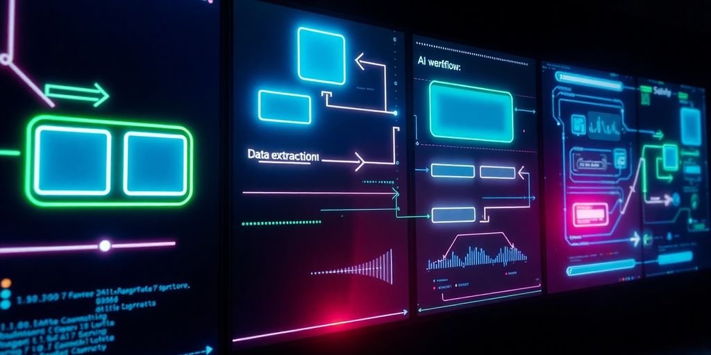 Visualização dinâmica de fluxos de trabalho de IA.