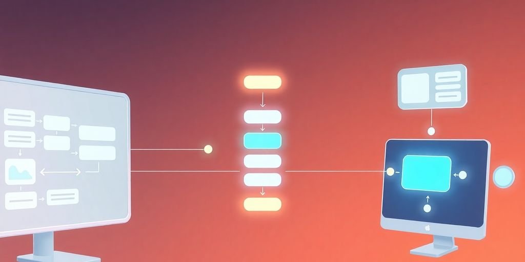 Ilustração de fluxos de trabalho de IA e extração de dados.