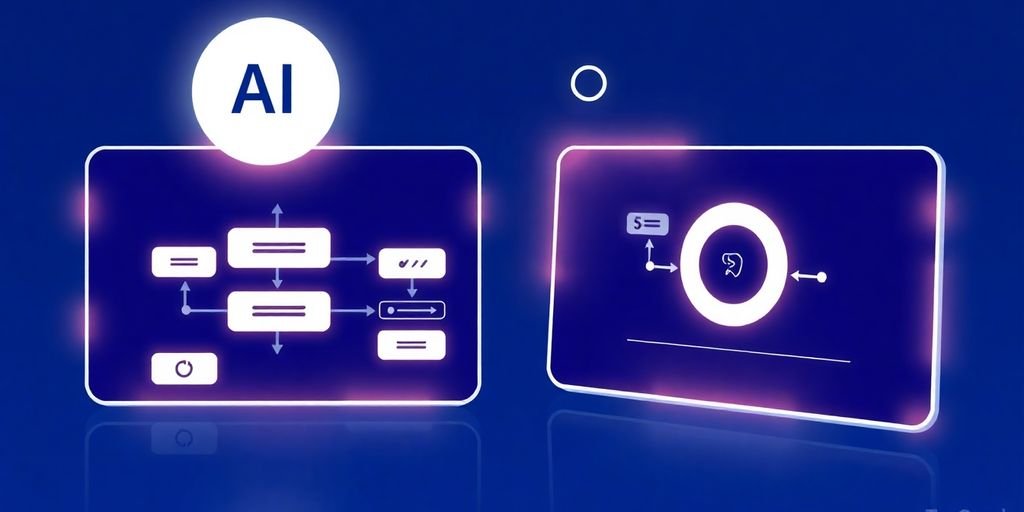 Ilustração dinâmica de fluxos de trabalho em IA.