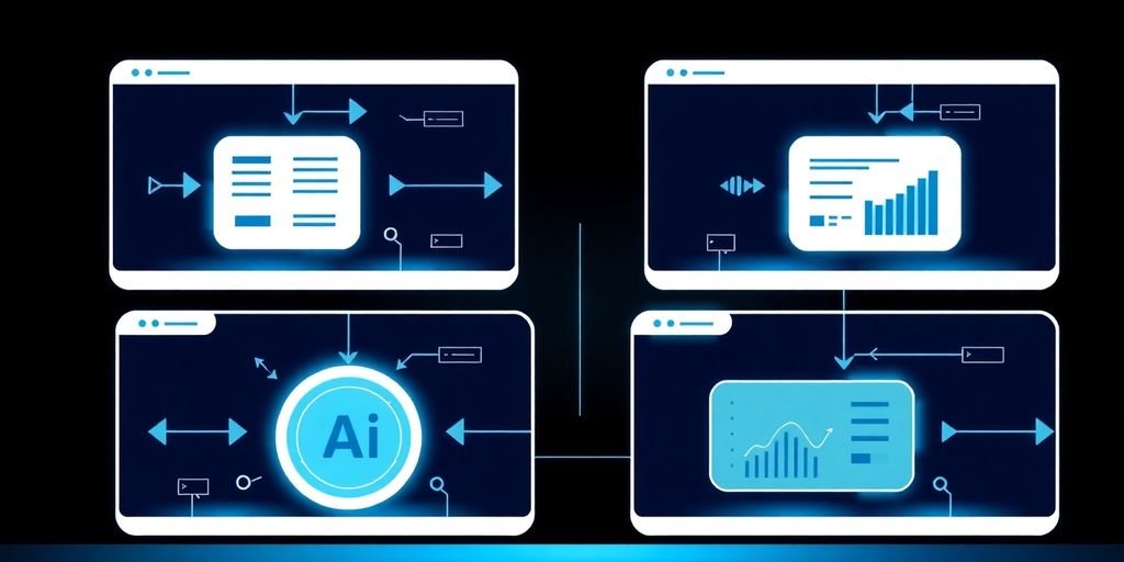 Ilustração de IA e processos de extração de dados.