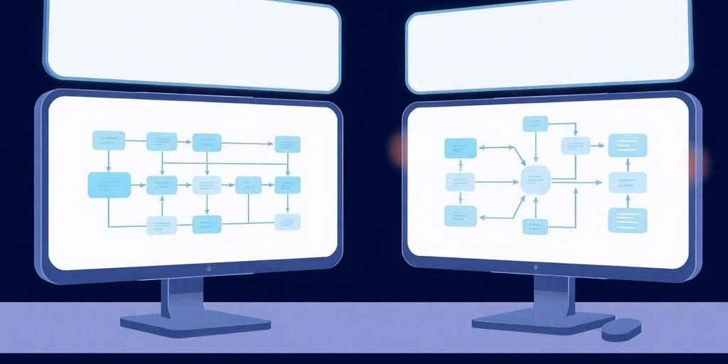 Ilustração dinâmica de fluxos de trabalho de IA.