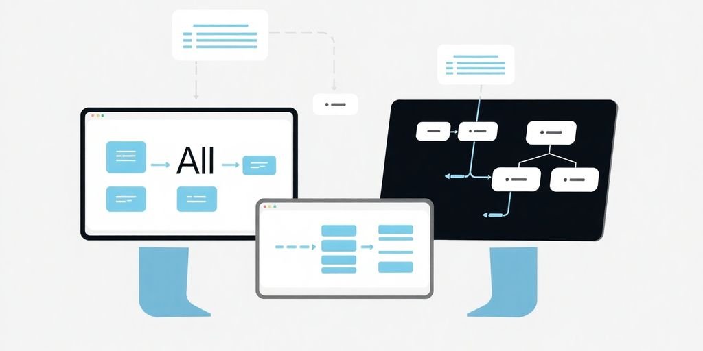 Ilustração dinâmica de fluxos de trabalho de IA.
