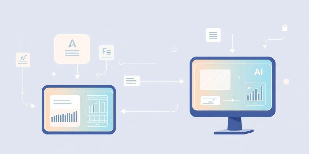 Ilustração moderna de fluxos de trabalho de IA.
