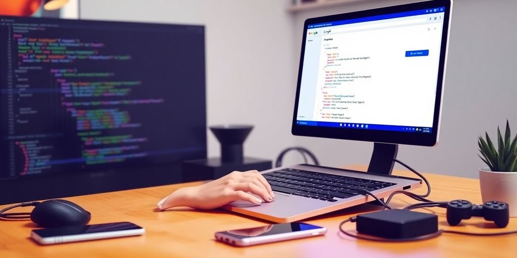 Desenvolvedor integrando API Google Translate em projeto.